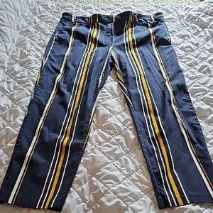 Zac & Rachel Navy Pants with Yellow and White Stripes
